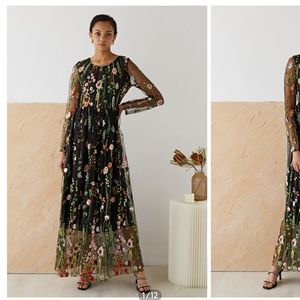 Black floral lace dress